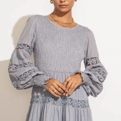 THE CLOTHING CO Dresses Daria Embroidered Dress In Blue