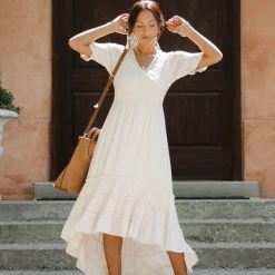 WELLMADE INC Jasper Smocked Midi Dress Dresses