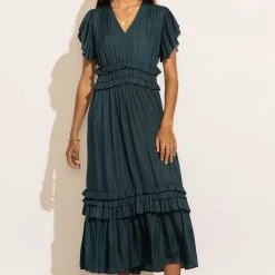 WORUI New Arrivals Willa Ruffle Dress In Teal
