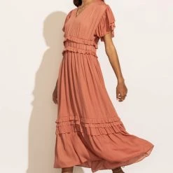 WORUI New Arrivals Willa Ruffle Dress In Salmon