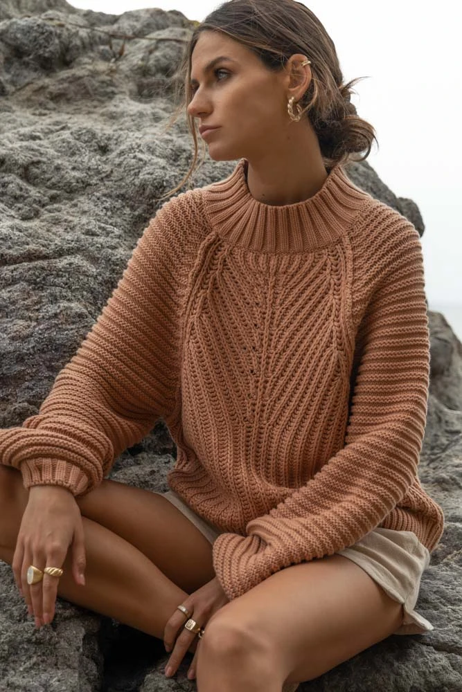 SINA Olympe Cable-Knit Sweater In Orange 13 SINA Olympe Cable-Knit Sweater In Orange