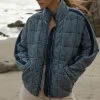 ODDI Acid Wash Quilted Bomber Jacket In Blue Denim