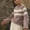 WELLMADE INC Hilarie Striped Sweater In Lavender - FINAL SALE Sweaters