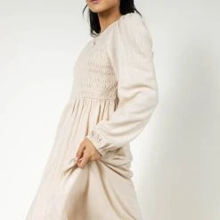 AARON & AMBER New Arrivals Ainsley Midi Dress In Cream