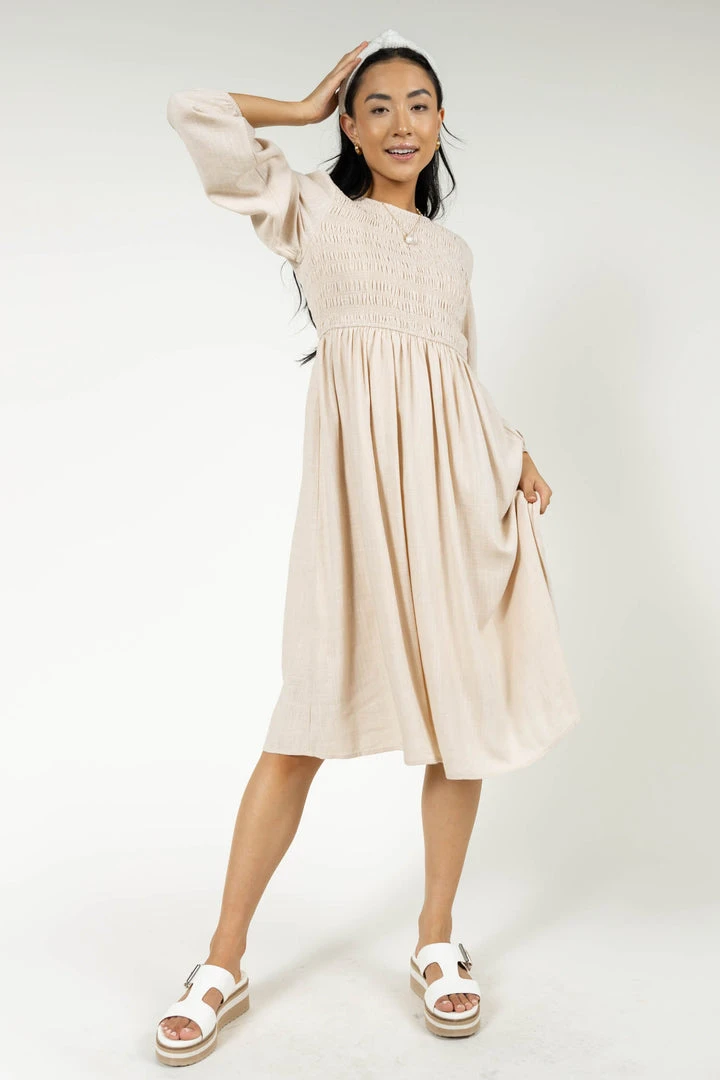 AARON & AMBER New Arrivals Ainsley Midi Dress In Cream 6 AARON & AMBER New Arrivals Ainsley Midi Dress In Cream