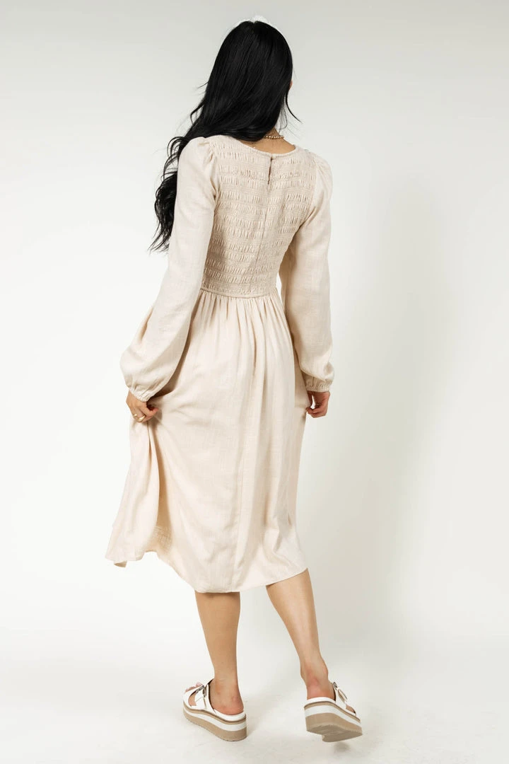 AARON & AMBER New Arrivals Ainsley Midi Dress In Cream 7 AARON & AMBER New Arrivals Ainsley Midi Dress In Cream