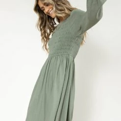 AARON & AMBER Ainsley Midi Dress In Sage New Arrivals