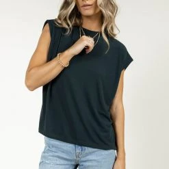SINA Greta Muscle Tee In Dark Teal