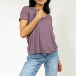 LIME N CHILI Essentials V Neck Tee In Mauve Back In Stock
