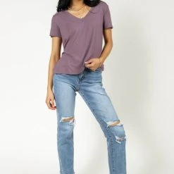 LIME N CHILI Essentials V Neck Tee In Mauve Back In Stock