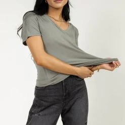 LIME N CHILI Essentials V Neck Tee In Light Olive