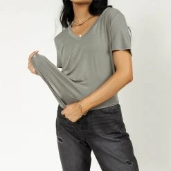 LIME N CHILI Essentials V Neck Tee In Light Olive