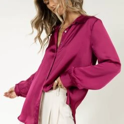 FUN 2 FUN Keagan Button Up In Magenta New Arrivals