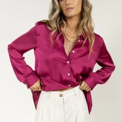 FUN 2 FUN Keagan Button Up In Magenta New Arrivals