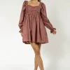 AARON & AMBER Ellison Mini Dress In Mauve