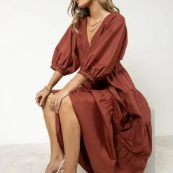 AARON & AMBER Carmel Maxi Dress In Brick