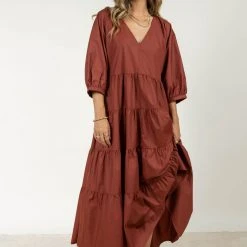 AARON & AMBER Carmel Maxi Dress In Brick