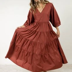 AARON & AMBER Carmel Maxi Dress In Brick