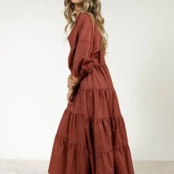 AARON & AMBER Carmel Maxi Dress In Brick