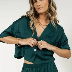 LUSH CLOTHING New Arrivals Haisley Button Up In Emerald