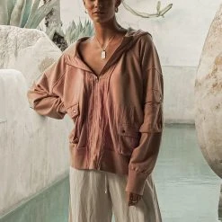 SINA Outerwear Tania Utility Jacket In Pink