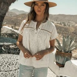 SINA Tops Zenni Eyelet Blouse