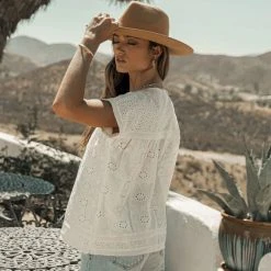 SINA Tops Zenni Eyelet Blouse