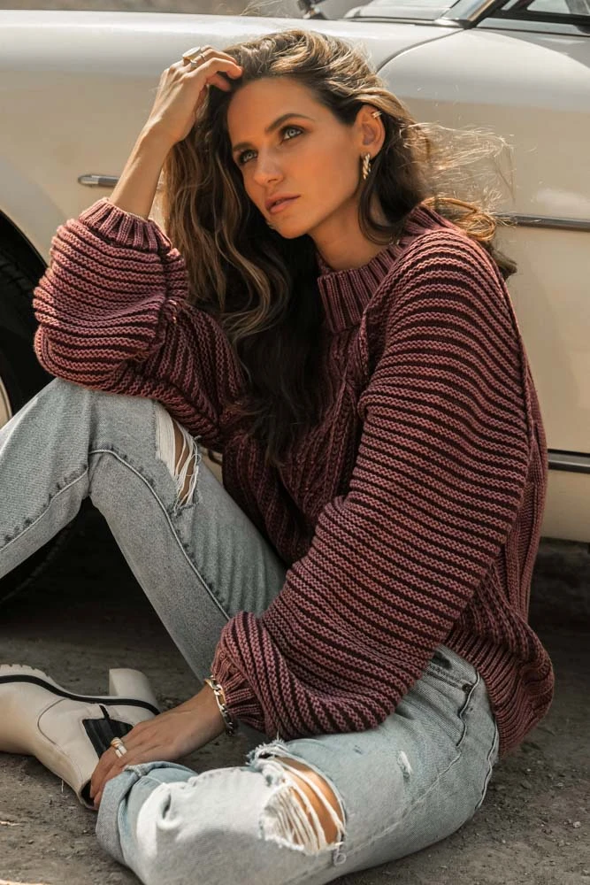 SINA Olympe Cable-Knit Sweater In Orange 14 SINA Olympe Cable-Knit Sweater In Orange