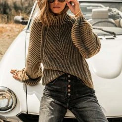 SINA Olympe Cable-Knit Sweater In Burgundy Sweaters