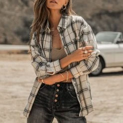 QIZHEN Sequoia Plaid Top Tops