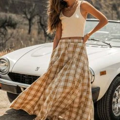 LISTICLE Sachi Plaid Skirt In Pink Back In Stock