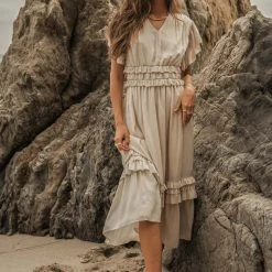 WORUI New Arrivals Willa Ruffle Dress In Peach