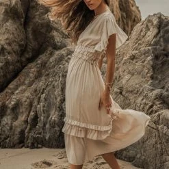 WORUI Willa Ruffle Dress In Burgundy Top Sellers