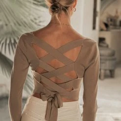 LE LIS Nadia Tie Back Top In Mocha - FINAL SALE Fresh Markdowns