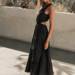 &MERCI Carlotta Tiered Maxi Dress In Black - FINAL SALE