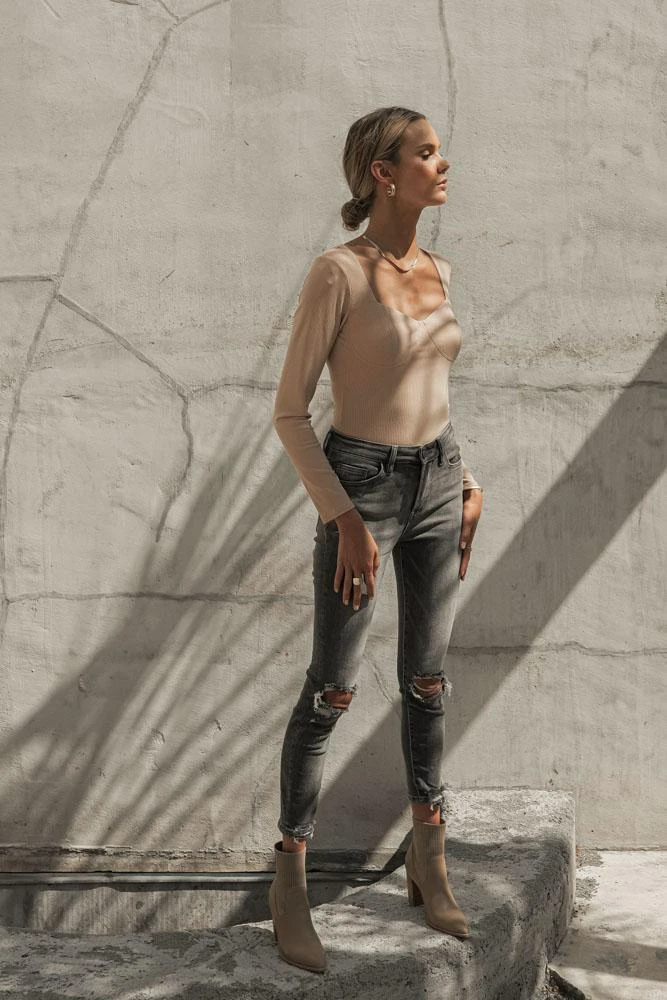 LE LIS Stalina Ribbed Bodysuit In Nude - FINAL SALE Shirts & Blouses 4 LE LIS Stalina Ribbed Bodysuit In Nude - FINAL SALE Shirts & Blouses