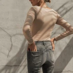 LE LIS Stalina Ribbed Bodysuit In Nude - FINAL SALE Shirts & Blouses 13 LE LIS Stalina Ribbed Bodysuit In Nude - FINAL SALE Shirts & Blouses