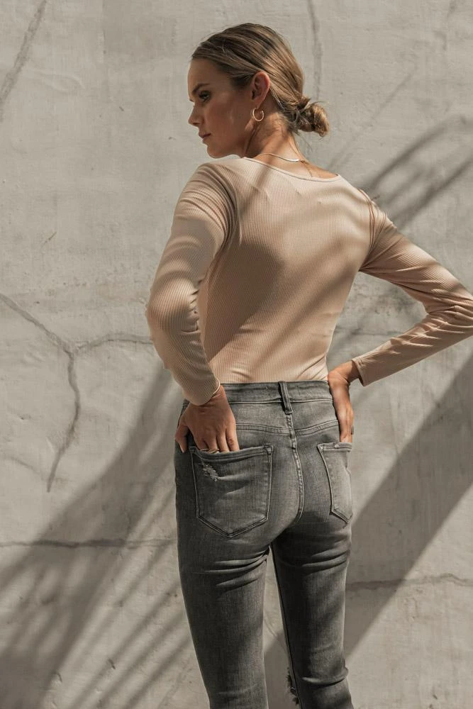 LE LIS Stalina Ribbed Bodysuit In Nude - FINAL SALE Shirts & Blouses 6 LE LIS Stalina Ribbed Bodysuit In Nude - FINAL SALE Shirts & Blouses