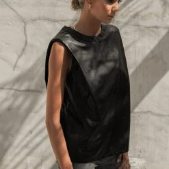 LE LIS Mattias Vegan Leather Top In Black - FINAL SALE Fresh Markdowns