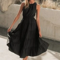 &MERCI Carlotta Tiered Maxi Dress In Beige - FINAL SALE Coastal Getaway