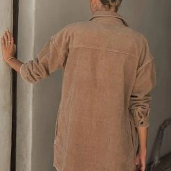 WORUI Work Edit Yaxley Corduroy Long-Line Jacket In Tan 13 WORUI Work Edit Yaxley Corduroy Long-Line Jacket In Tan