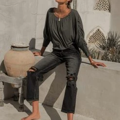 SINA Trista Ruched Sleeve Top - FINAL SALE