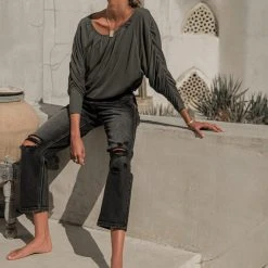 SINA Trista Ruched Sleeve Top - FINAL SALE