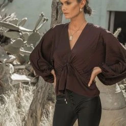 SINA Work Edit Zafrina Pleated Blouse In Lavender