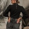 GINGER G Clarice Button Back Detail Top In Black - FINAL SALE 1 GINGER G Clarice Button Back Detail Top In Black - FINAL SALE