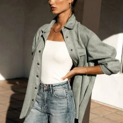 VEVERET Outerwear Faux Suede Shacket - FINAL SALE