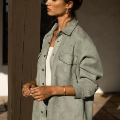 VEVERET Outerwear Faux Suede Shacket - FINAL SALE