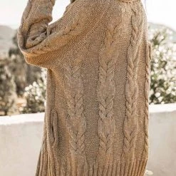 SINA Outerwear Emmeline Cable-Knit Cardigan In Natural - FINAL SALE