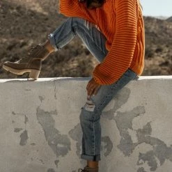 SINA Olympe Cable-Knit Sweater In Orange