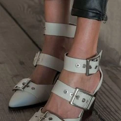 FREE SOUL/MIRACLE MILE Shoes Zuri Buckle Heels In Beige